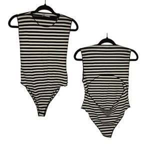 Zara Striped Open Back Bodysuit